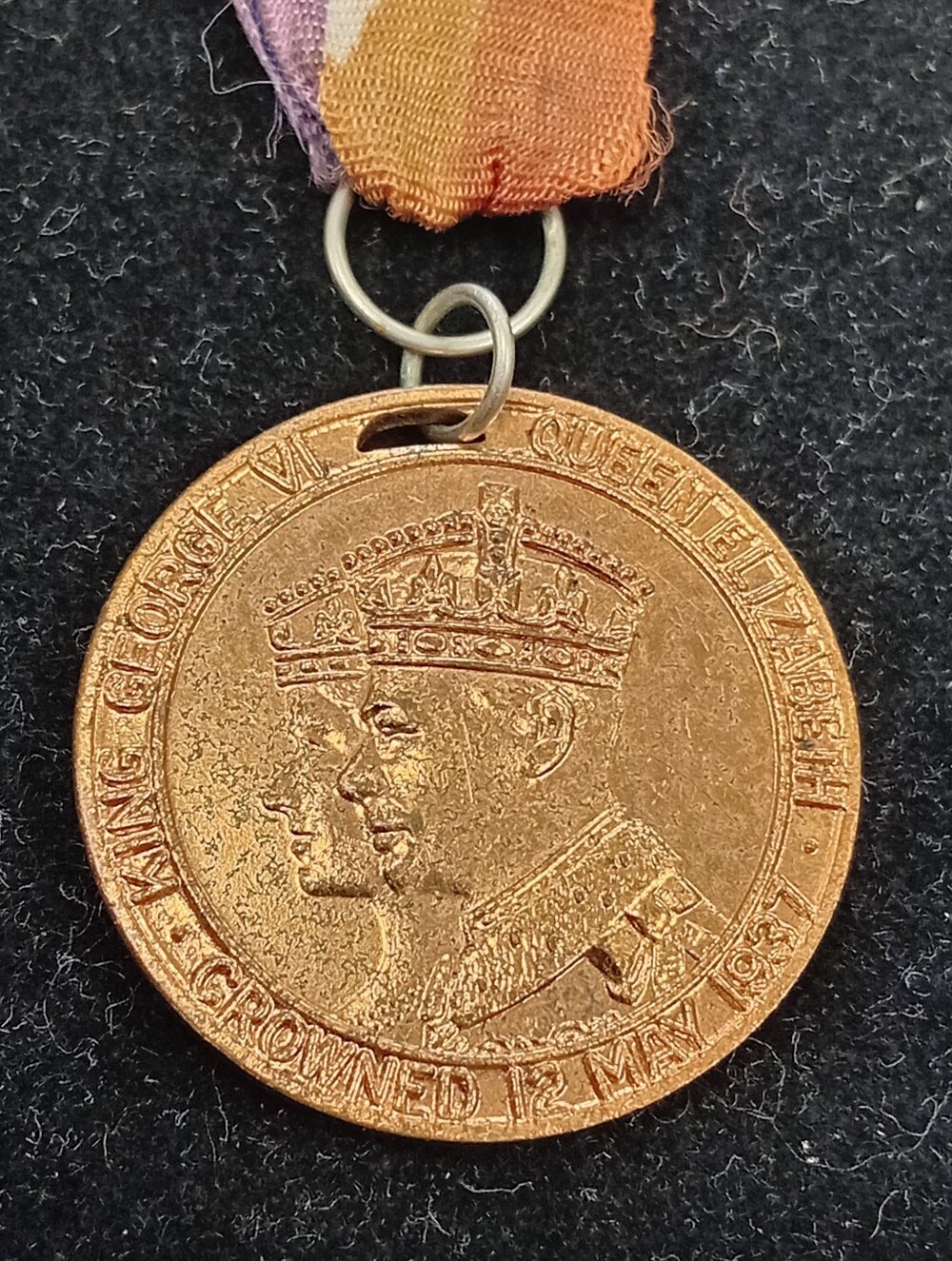 1937 Coronation Ribboned Medallion - Elizabeth/George VI
